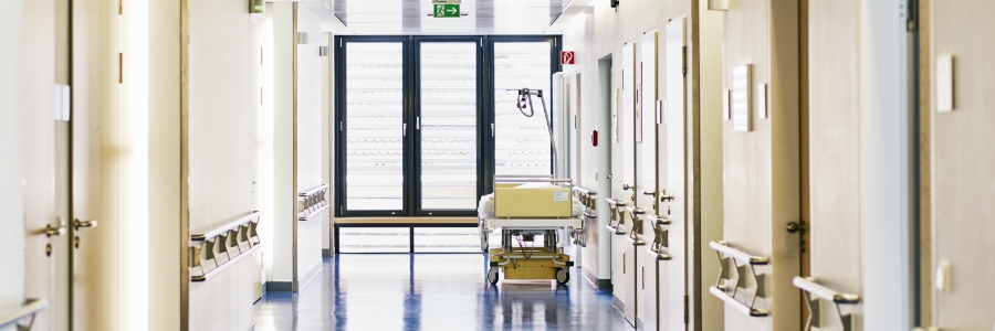 An empty hospital corridor